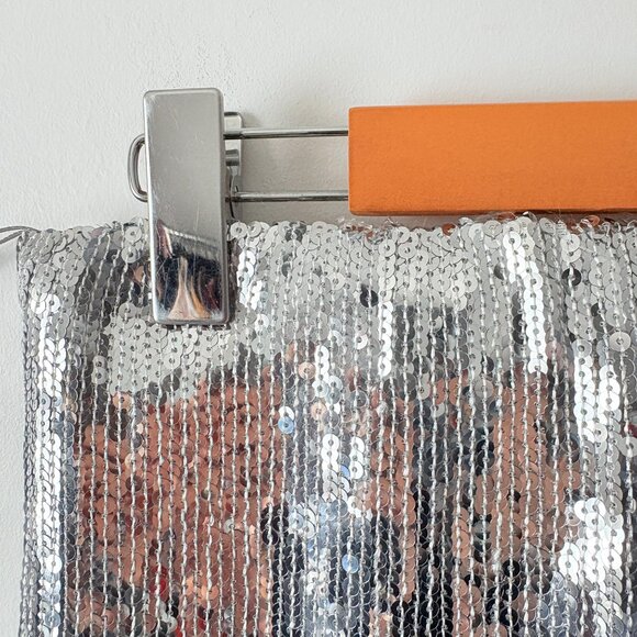 Oak + Fort Sequin Tube Midi Dress Silver NWT Size XS - Picture 11 of 14